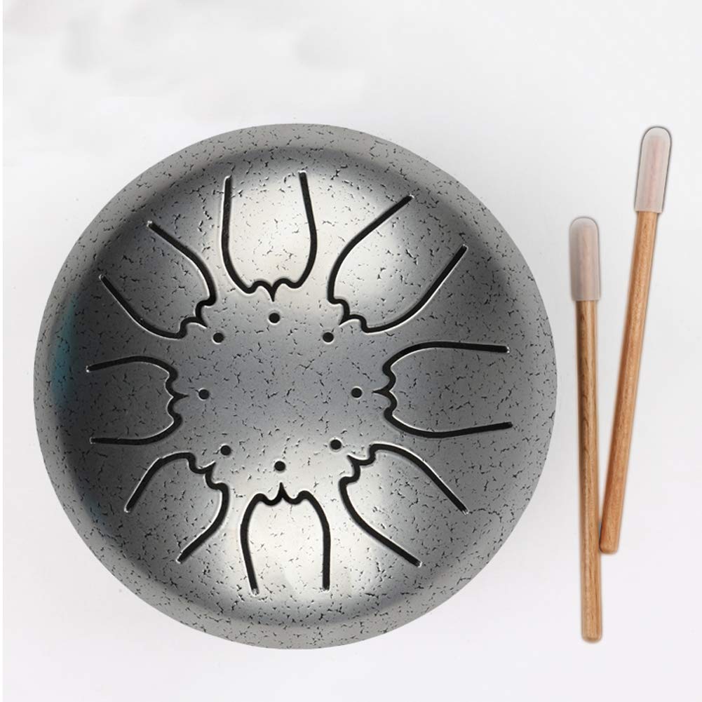 LAErper 7-Note 7-Inch Steel Tongue Drum | Professional German-Made Handpan Drum with Mallets & Instruction Book | Silver Percussion Instrument for Meditation, Music Therapy & Relaxation