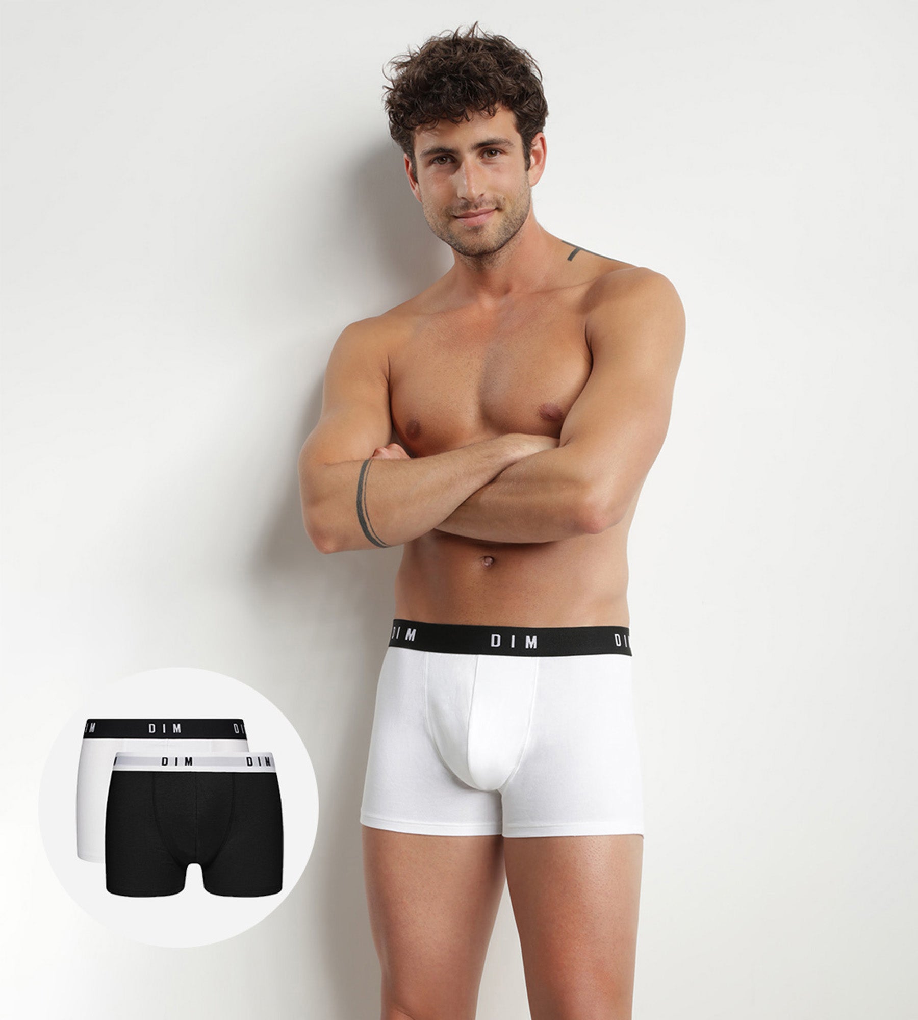2 Pack Men's Cotton Stretch Boxer Briefs with Retro Waistband - Black - Dim Originals - Comfortable Underwear for Daily Wear & Active Lifestyle