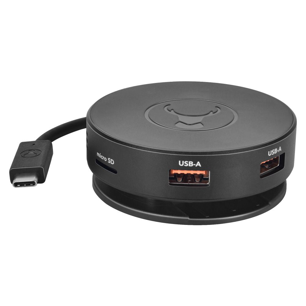Bonelk 6-in-1 USB C Hub with Long Life - Multi-Port Adapter for MacBook, iPad, Laptop - HDMI, USB, SD Card Reader - Space Gray (Round) - Perfect for Work, Travel & Home Office