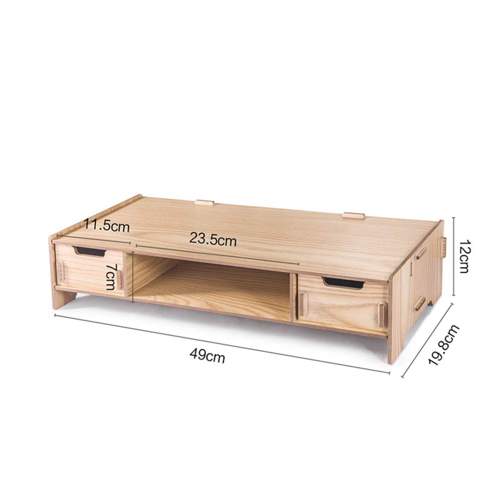 QTQHOME Wooden Laptop Monitor Stand Riser - 49x19x12cm Desktop Organizer for iMac, Computer Monitor & Storage | Space-Saving Office & Home Workspace Solution