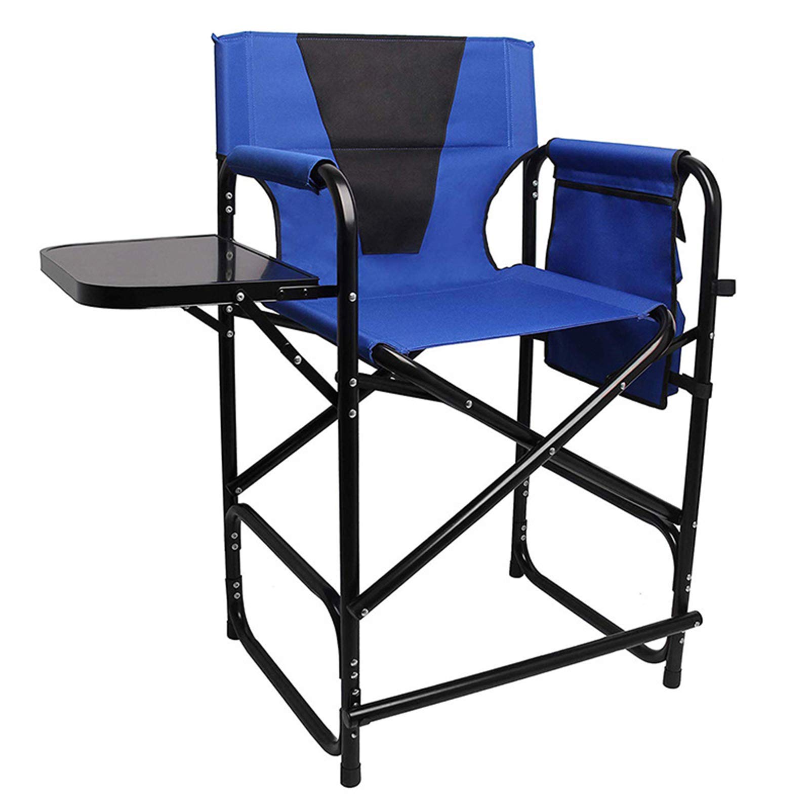 Tall Director Chair with Side Table - 300 lbs Capacity Folding Makeup Artist Chair with Cup Holder & Storage Bag - Perfect for Camping, Indoor, Patio & Salon Use