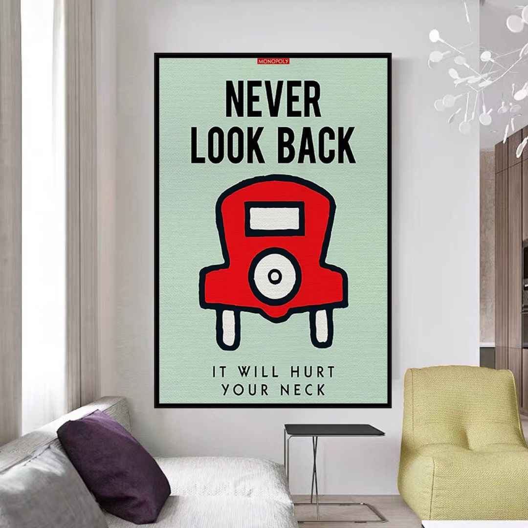 Alec Monopoly Never Look Back Playing Cards Canvas Wall Art - Pop Art Home Decor for Living Room, Bedroom & Office