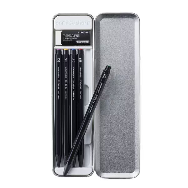 Limited Edition Sharp Mechanical Pencil & Can Case Set by KOKUYO - Premium Writing Tools for Students, Office & Art Professionals