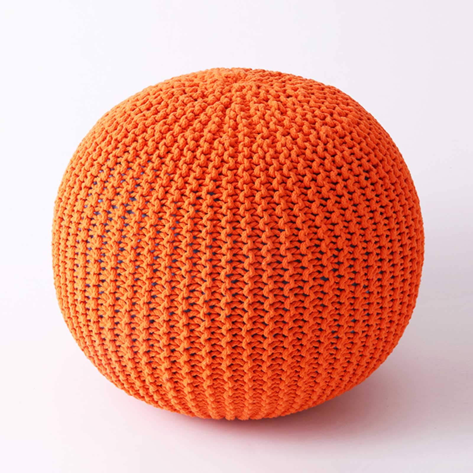 Hand Knitted Round Ottoman Poufs - Decorative Footstool for Living Room, Bedroom & Office | Washable Cover | Cozy Floor Seating & Under Desk Footrest for Home Decor