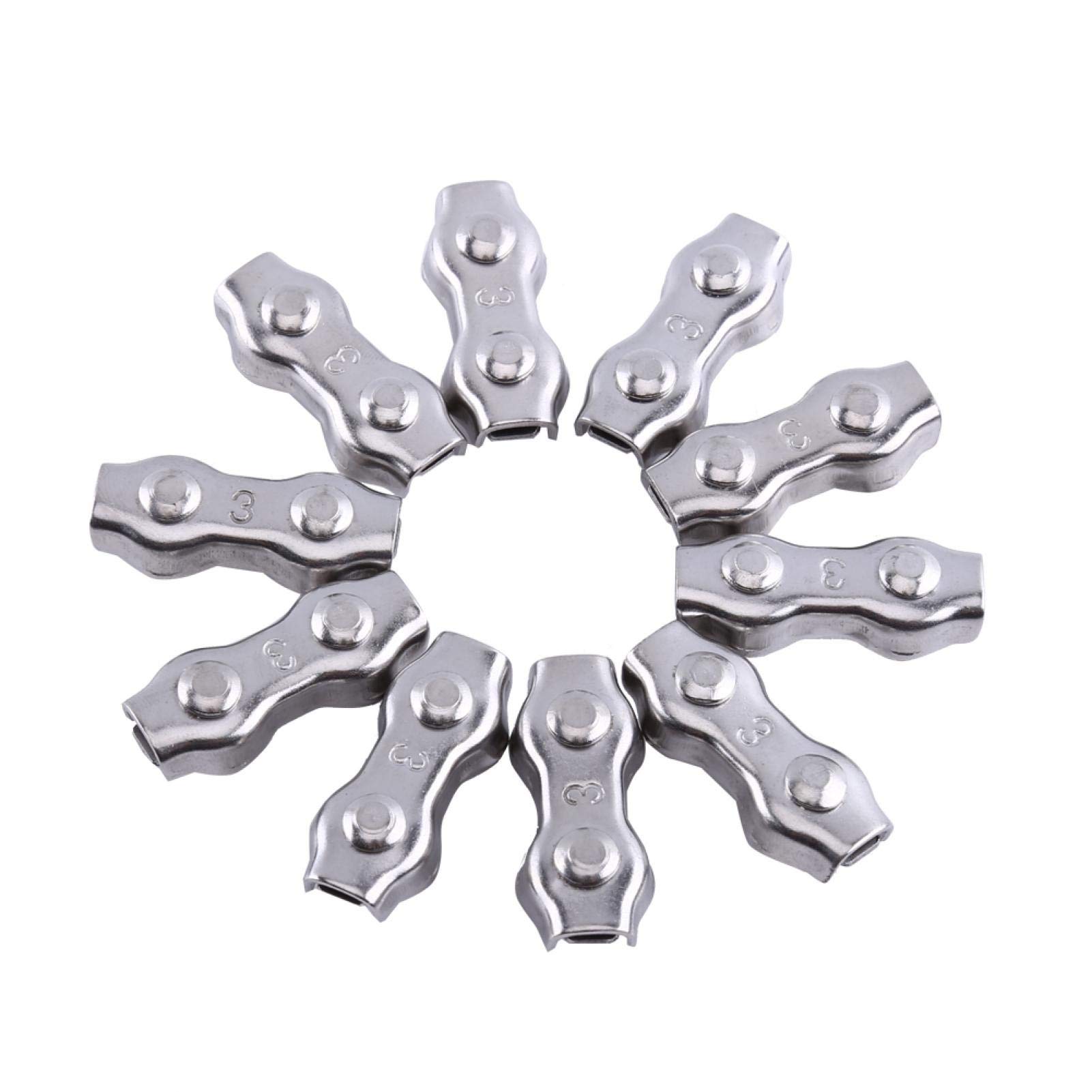 Stainless Steel U Clamp Cable Clip - Heavy Duty Wire Rope Clamp for Tightening Ropes, Sunshade, Awning & Outdoor Canopy - Silver Rustproof Hardware for DIY Projects & Marine Use