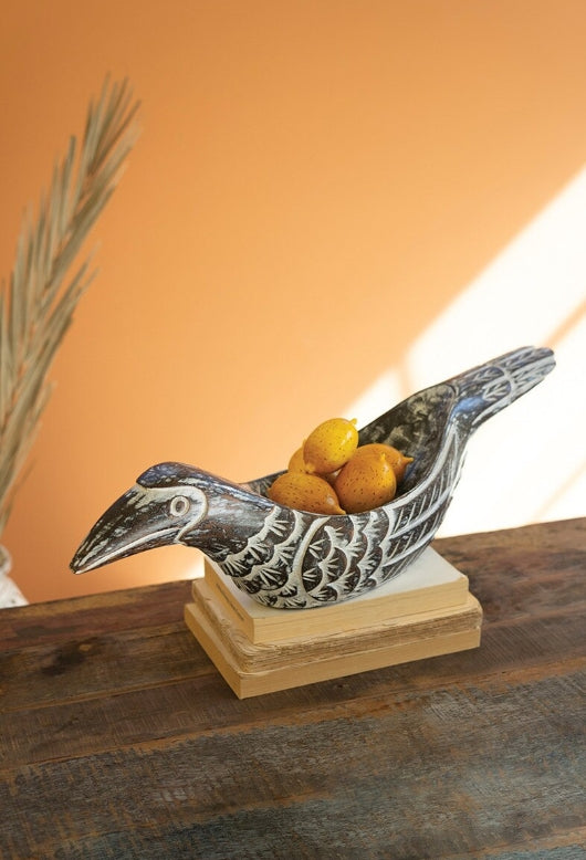Hand-Carved Wooden Bird Bowl - Natural Home Decor for Dining & Kitchen | Perfect for Fruit, Nuts, and Table Centerpiece Decorations