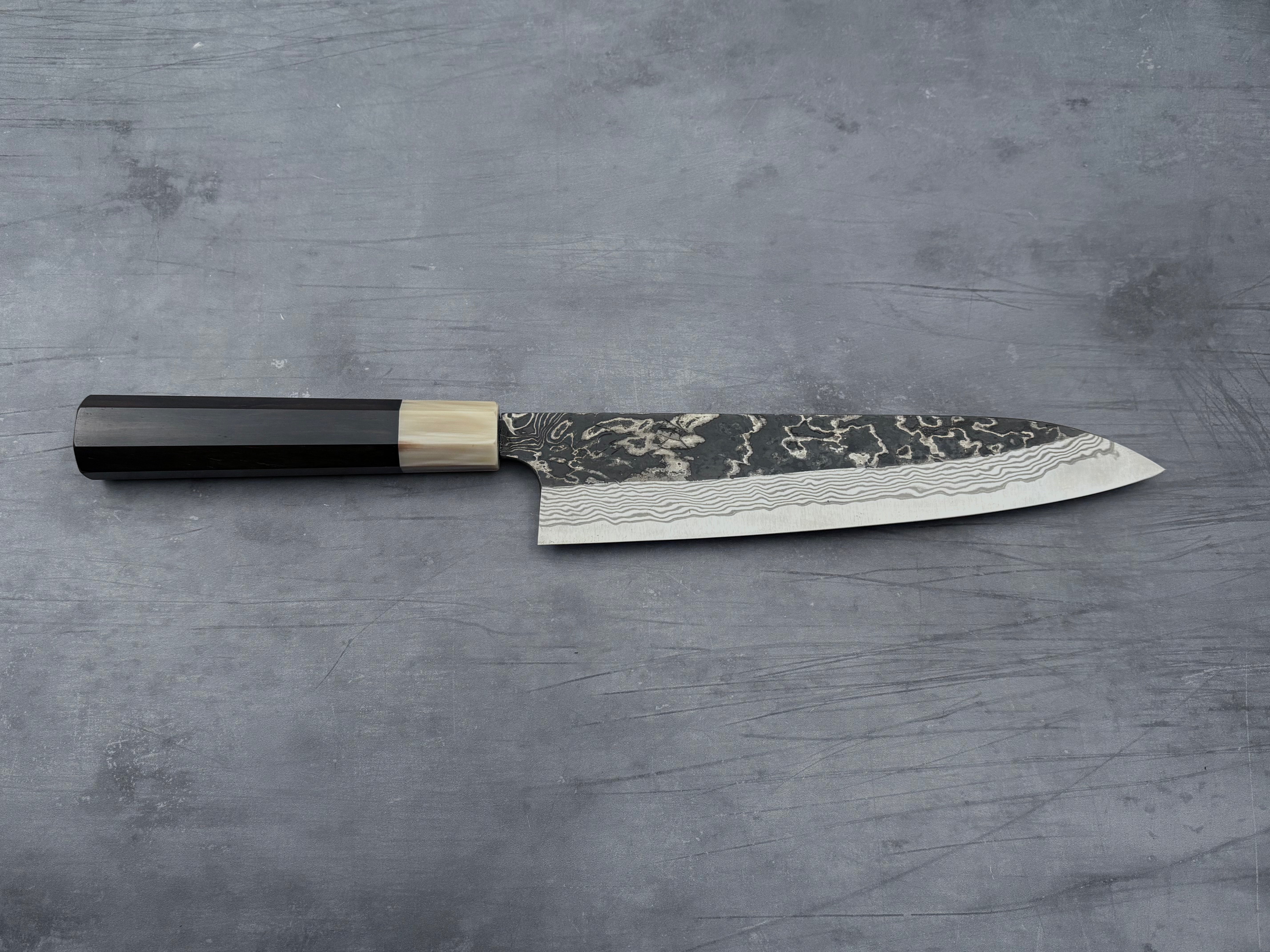 Hatsukokoro SLD Kurouchi Blast Gyuto 240mm Japanese Chef Knife - High Carbon Steel Kitchen Knife for Professional Chefs & Home Cooking, Perfect for Slicing, Dicing & Meat Cutting