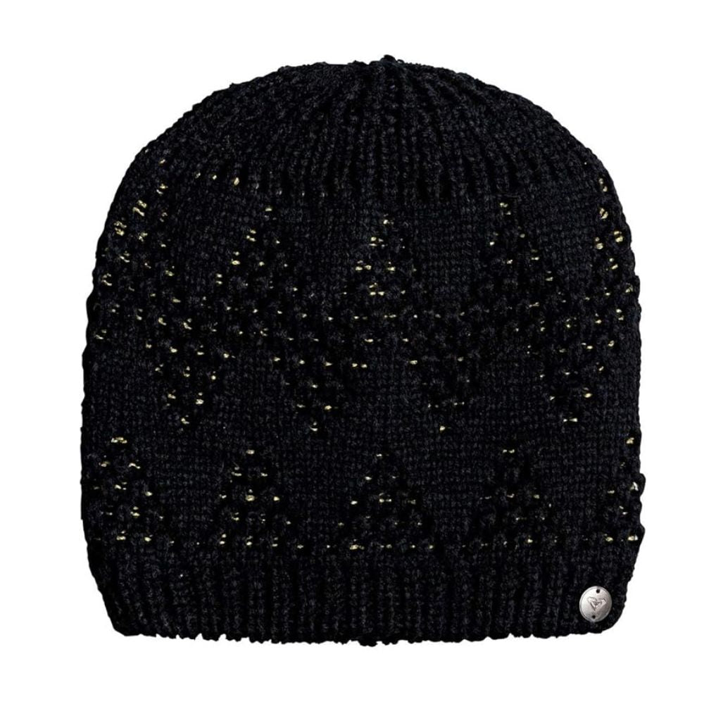 Roxy Glacialis Beanie - True Black Winter Hat for Women | Warm Knit Skull Cap for Snowboarding, Skiing & Cold Weather