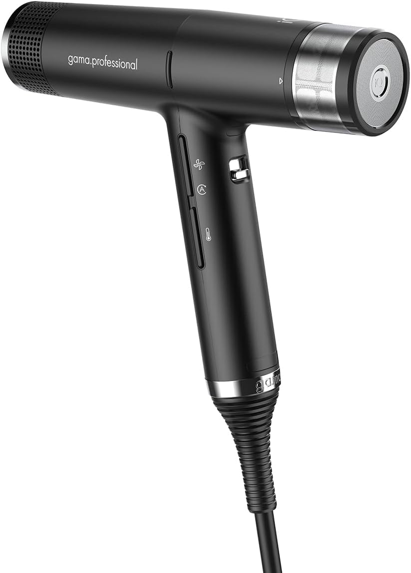 Ga.Ma Italy Professional Hair Dryer - IQ Perfetto IQ1 1500W Turbo 110,000 RPM with Washable Filter (Black) | Fast Drying for Salon & Home Use | Perfect for Styling, Blowouts & Travel