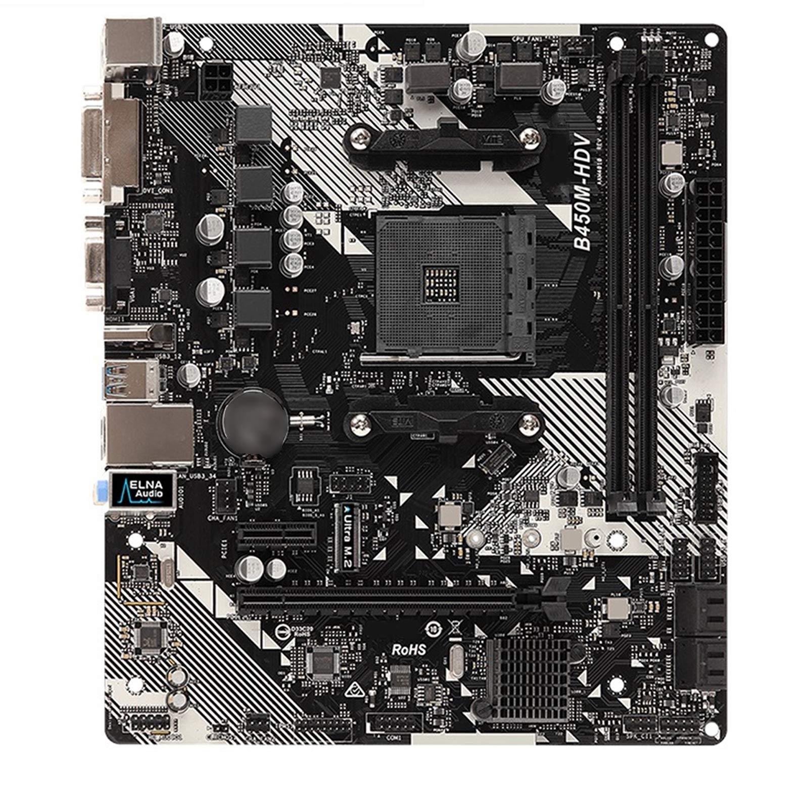 ASRock B450M HDV R4.0 Motherboard - AM4 Socket, M-ATX, HDMI/DVI-D, USB 3.1, SATA 6Gbps, M.2 Support - Perfect for Gaming PCs & Home Office Workstations