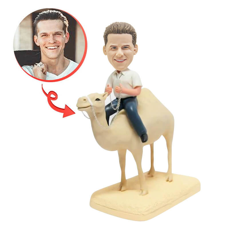 Custom Riding a Camel Bobblehead - Personalized Car Dashboard Decoration & Novelty Gift for Travel Lovers & Office Desk Fun
