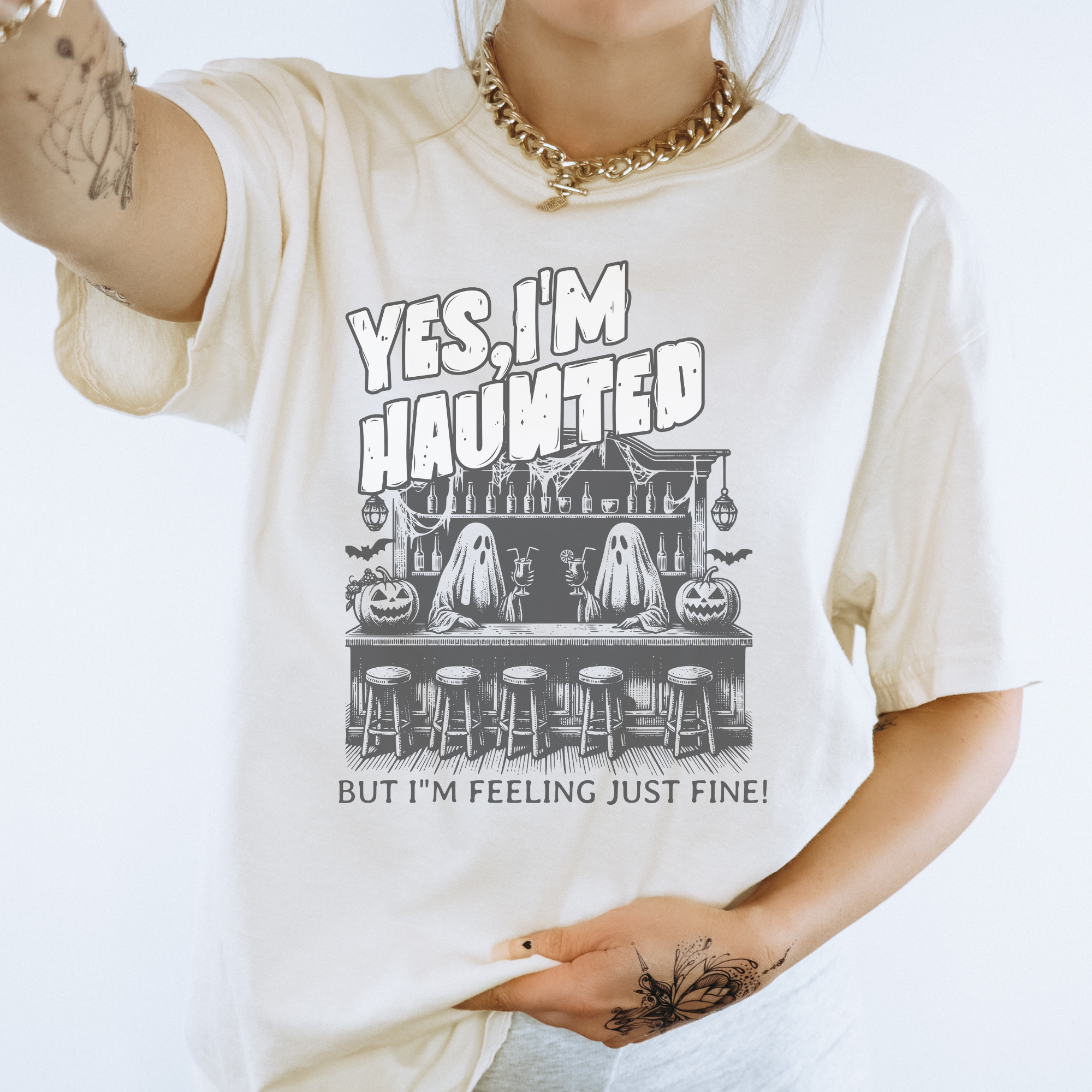 Haunted Halloween T-Shirt - Spooky Ghost Design for Men & Women - Perfect for Costume Parties, Trick or Treating, and Horror Theme Events