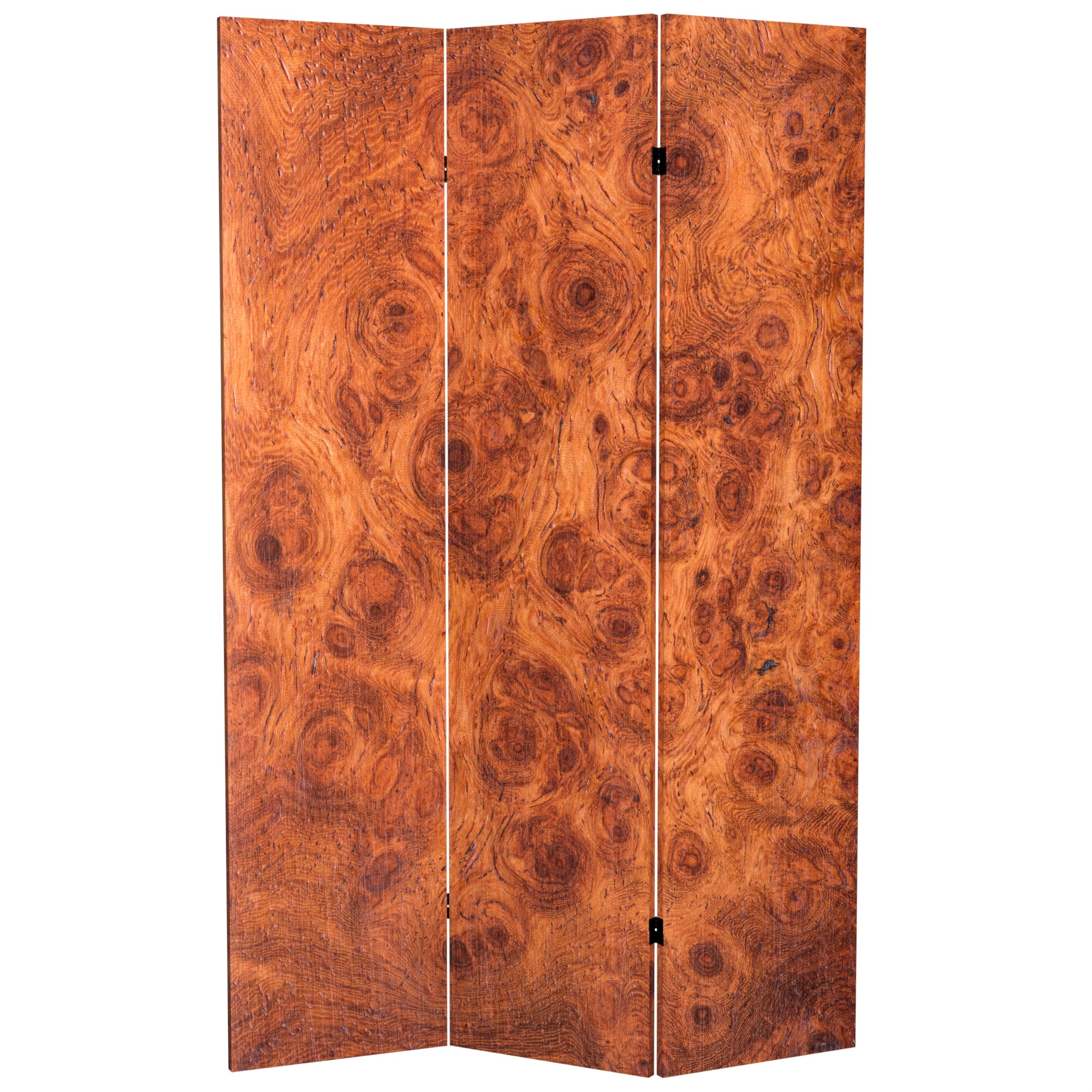 6 ft. Tall Red Lantern Double-Sided Burl Wood Pattern Canvas Room Divider - Perfect for Home Decor, Office Partition & Asian-Themed Events