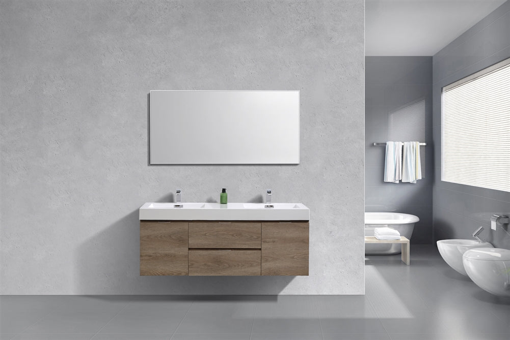 BSL60 Butternut Single Sink Wall Mount Bathroom Vanity - Modern Space-Saving Design for Small Bathrooms & Powder Rooms