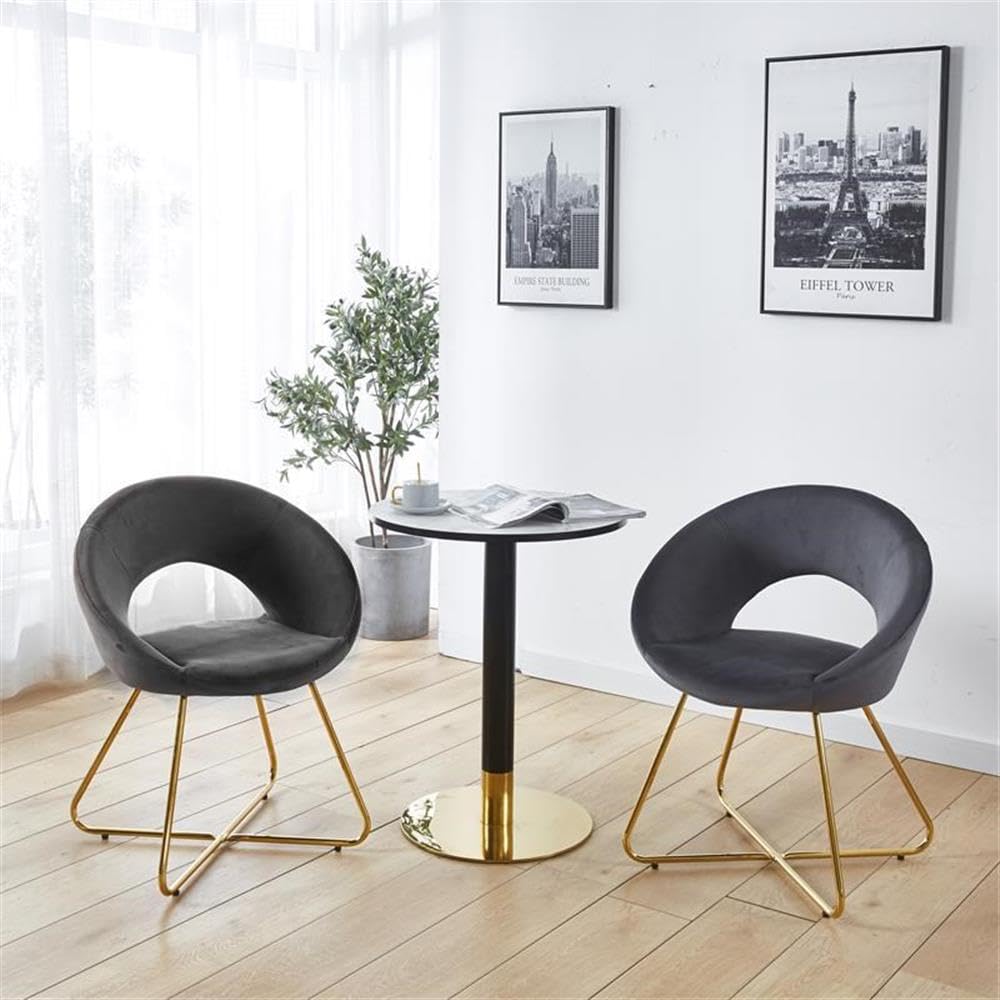 Trancy Velvet 2-Piece Accent Chair Set in Gray - Modern Living Room Furniture for Small Spaces, Bedroom, Office or Reading Nook