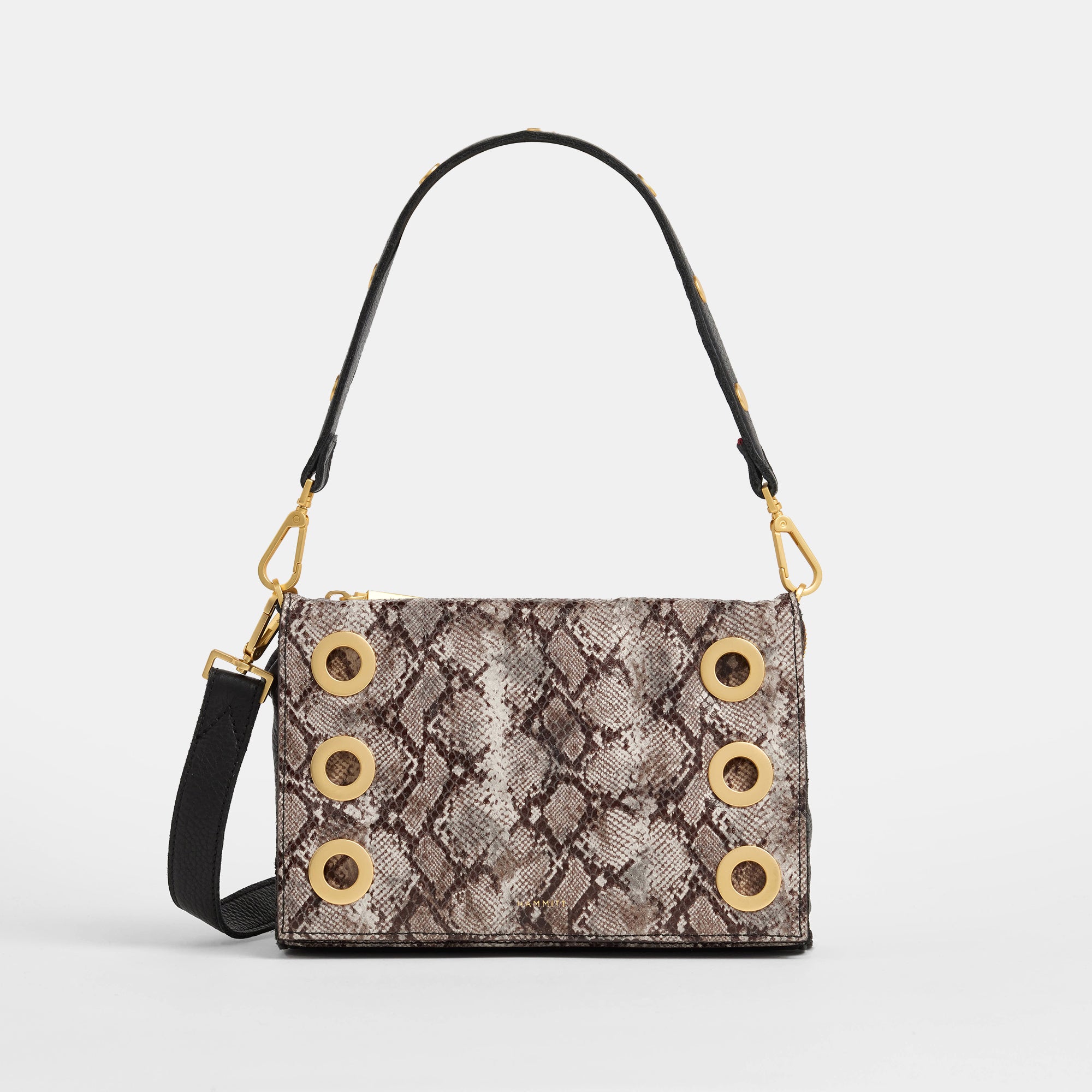 Montana Clutch - Contrast Snake & Brushed Gold Small Crossbody Bag for Women | Fashionable Evening Purse for Parties, Dinner Dates & Special Occasions
