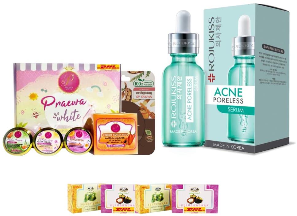 PRAEWA Anti-Aging Facial Cream & Poreless Serum Set - 18ml Moisturizing Firming Treatment with Free Tomato Mask | DHL Express | Perfect for Night Skincare Routine & Daily Hydration