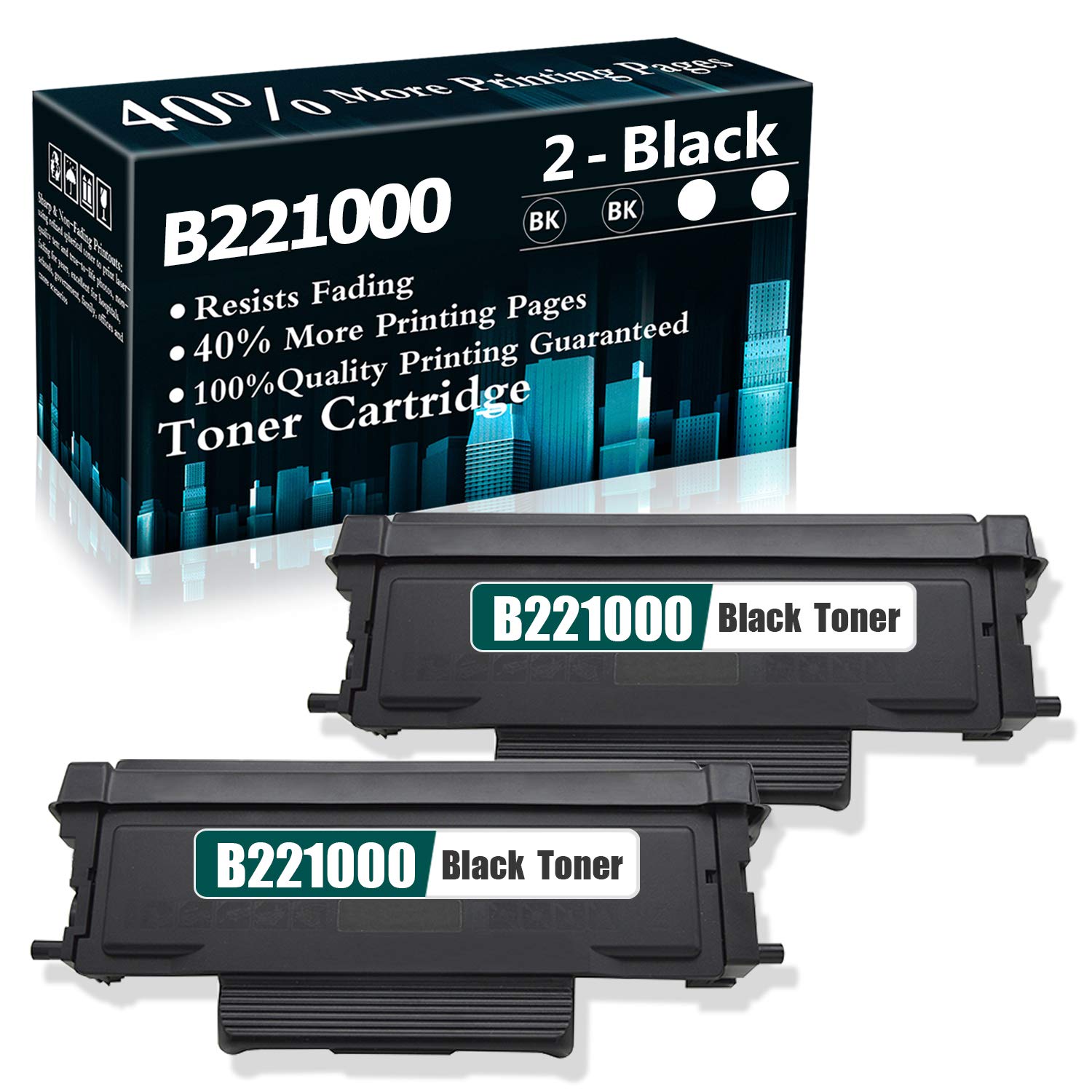 2-Pack Black B221000 Remanufactured Toner Cartridge (1,680 Pages per Toner) - Compatible with Lexmark MB2236adw & B2236dw Printers - High Yield Printing for Office & Home Use - Sold by TopInk