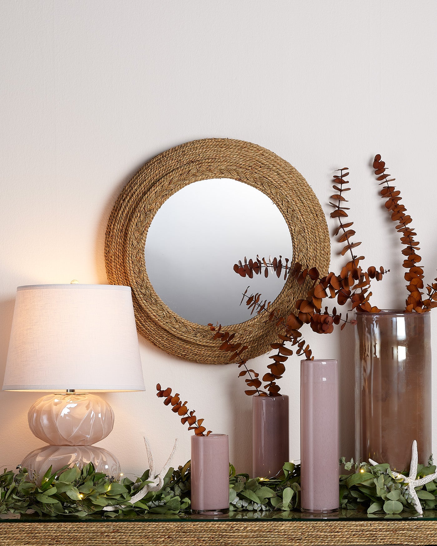 Natural Seagrass Wall Mirror - Handwoven Boho Decor for Living Room, Bedroom & Bathroom | Eco-Friendly Home Accent for Coastal & Farmhouse Style