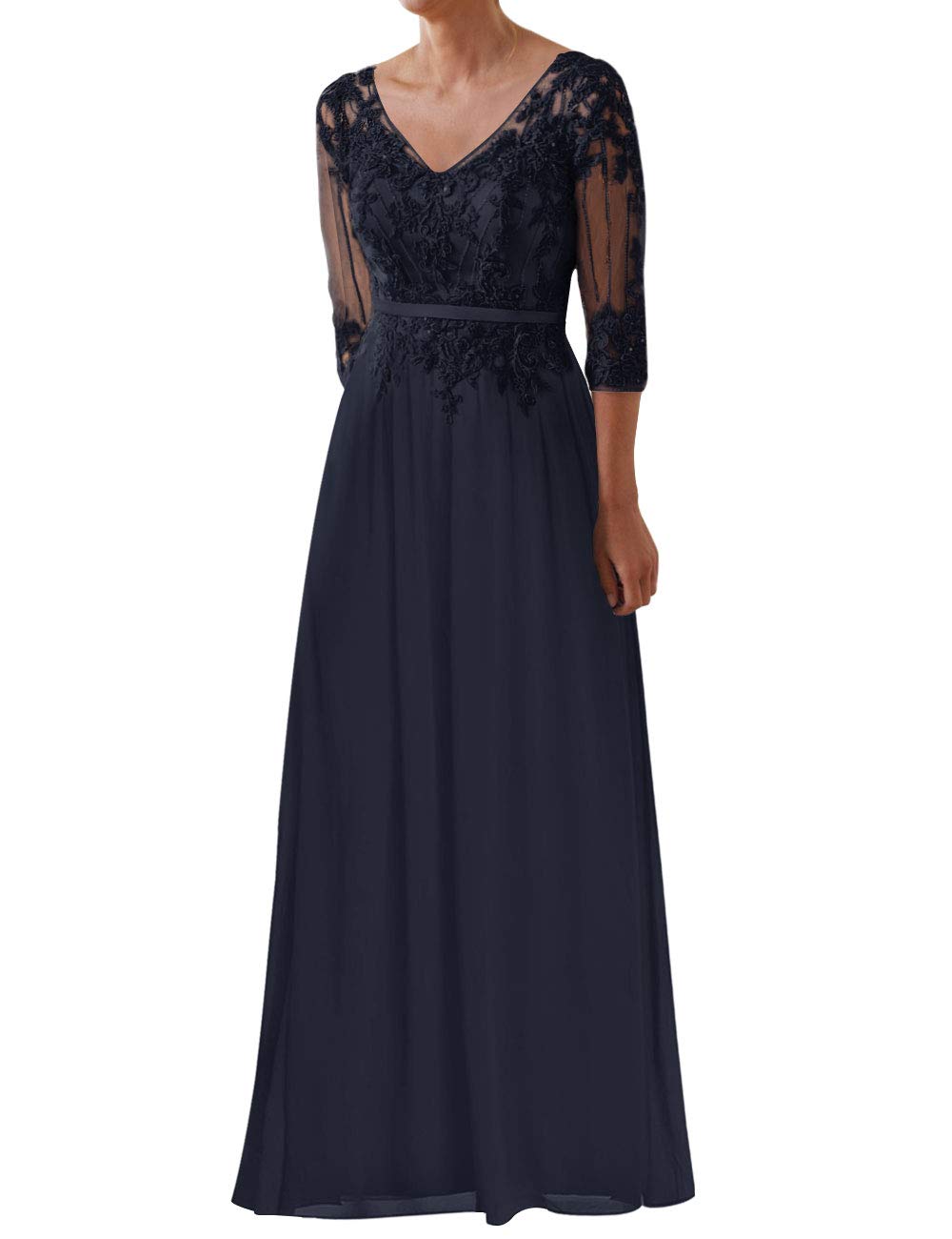 Elegant Mother of The Bride Dress - Lace Long Sleeve Formal Evening Gown in Chiffon for Weddings, Parties & Special Occasions