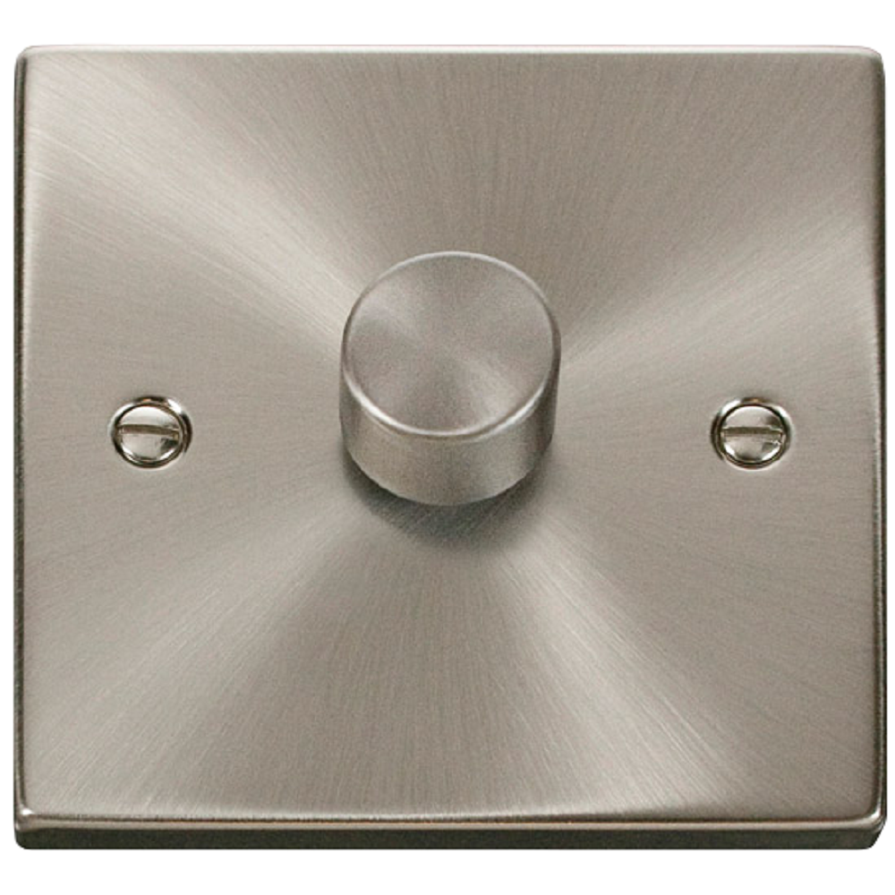 Click Deco Satin Chrome 1G LED Dimmer Switch VPSC161 - Modern Lighting Control for Home & Office