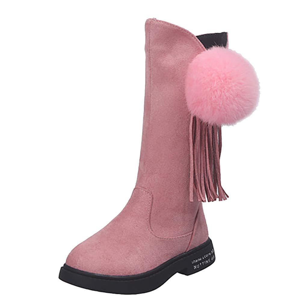 **Cute Plush Ball Tassel Boots for Baby Girls & Toddlers - Princess Fashion Shoes for Infants & Kids - Perfect for Parties, Holidays & Dress-Up Play**