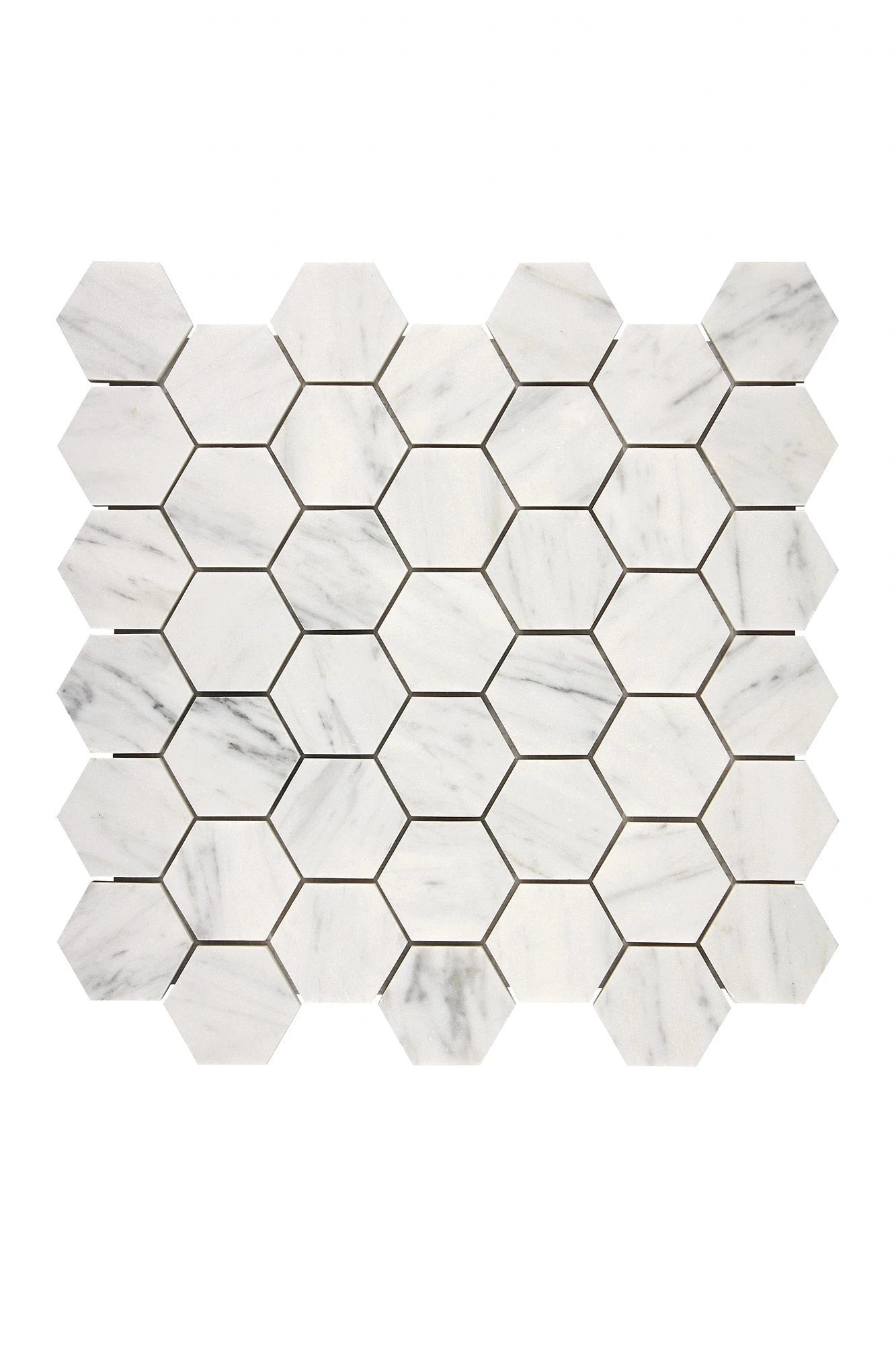 Premium Carrara White Gioia Marble Hexagon 2-inch Mosaic Tile - Perfect for Kitchen Backsplash, Bathroom Walls & Flooring