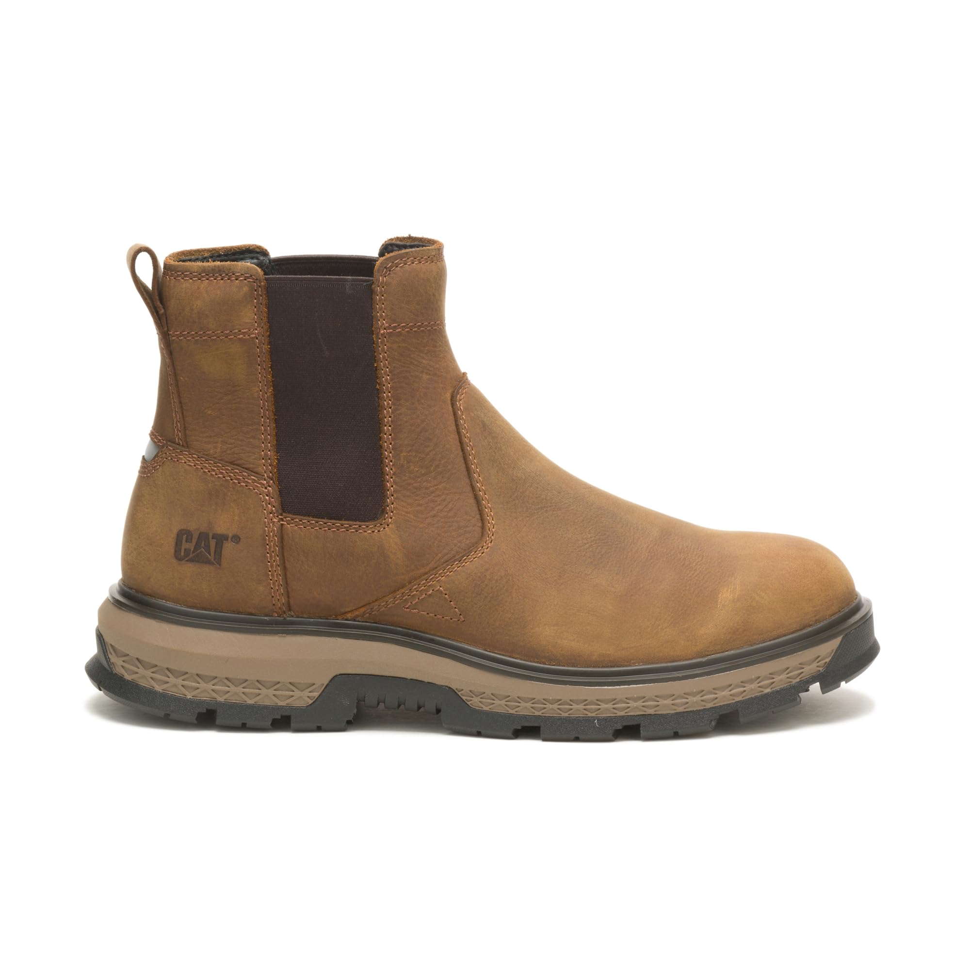 CAT Men's Exposition Chelsea Boot - Waterproof Leather Work Boots for Men - Comfortable & Durable for Outdoor, Work & Casual Wear