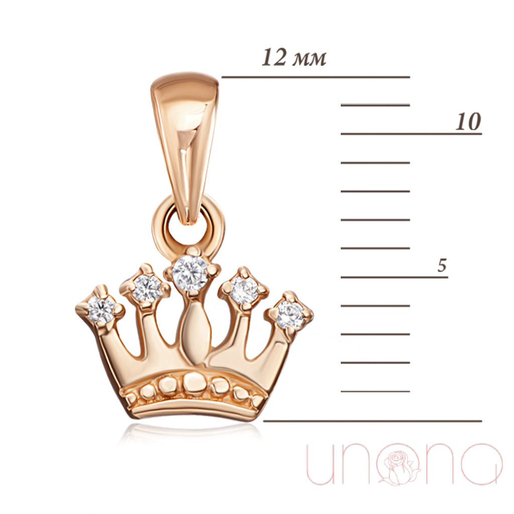 14K Gold Crown Pendant Necklace with Genuine Cubic Zirconia - Elegant Jewelry Gift for Women, Perfect for Birthdays, Anniversaries & Special Occasions