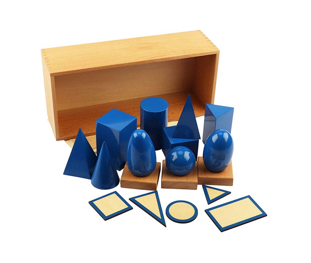Montessori Wooden Geometric Solids - Educational Sensory Toys for Kids, Wooden 3D Shapes Learning Tools for Children's Observation & Math Skills - Perfect for Classroom, Homeschool & Montessori Activities