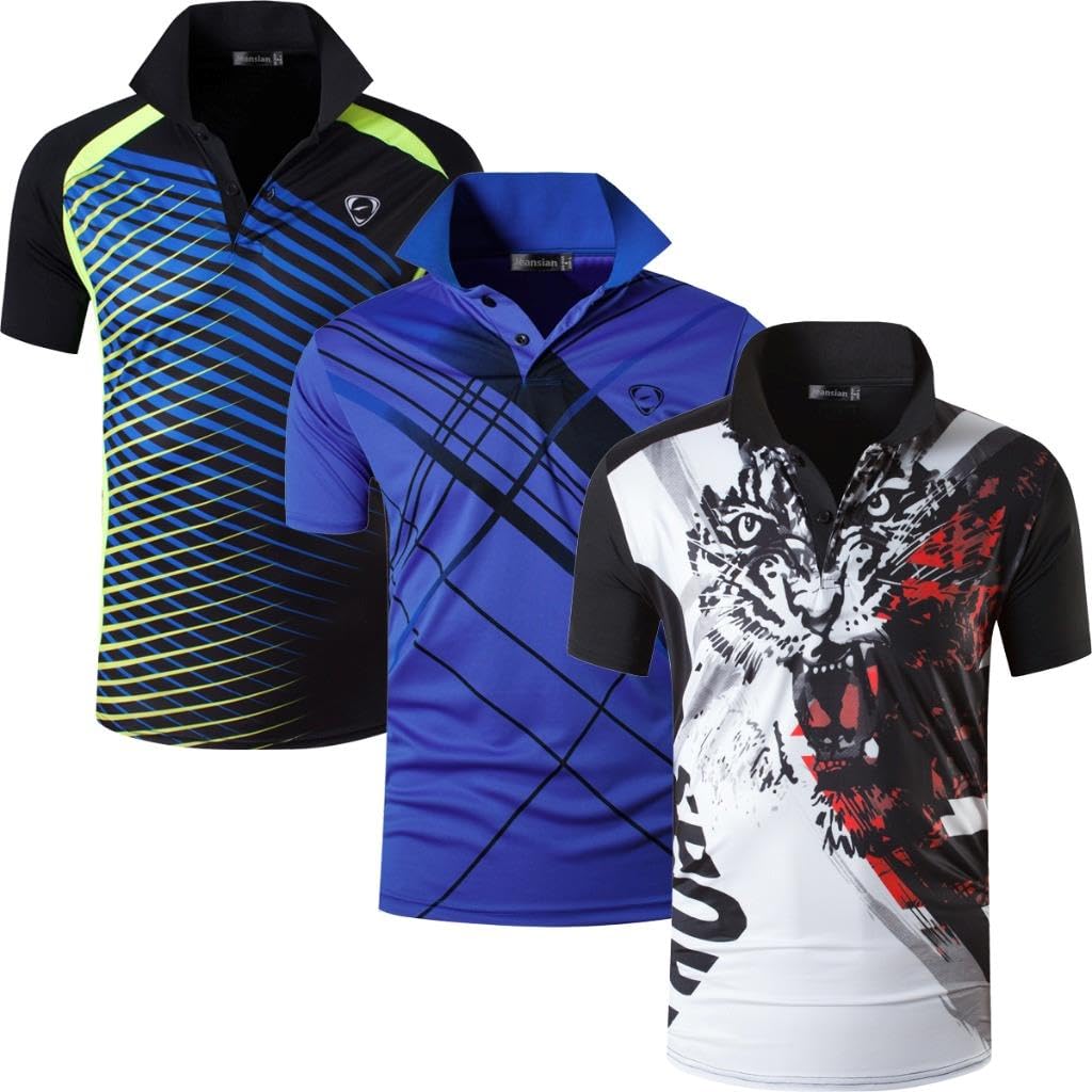 Jeansian Men's Quick Dry Polo Shirt 3-Pack - Moisture Wicking Golf Tennis Bowling Tee for Outdoor Sports & Active Lifestyle | Breathable Performance Fabric for Workouts, Hiking & Casual Wear
