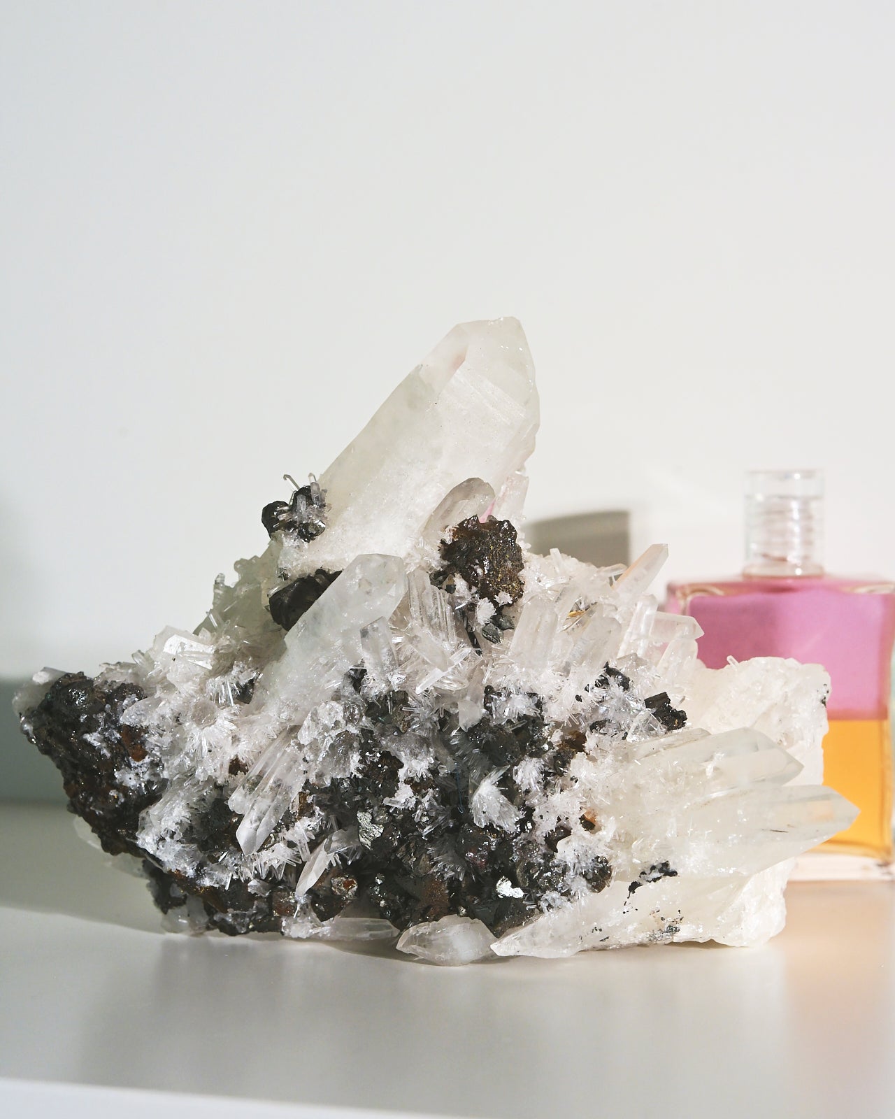 Premium Hubnerite with Quartz Crystal Specimen - 6 Inch Natural Mineral Display for Collectors & Decor | Healing Crystals, Meditation & Feng Shui