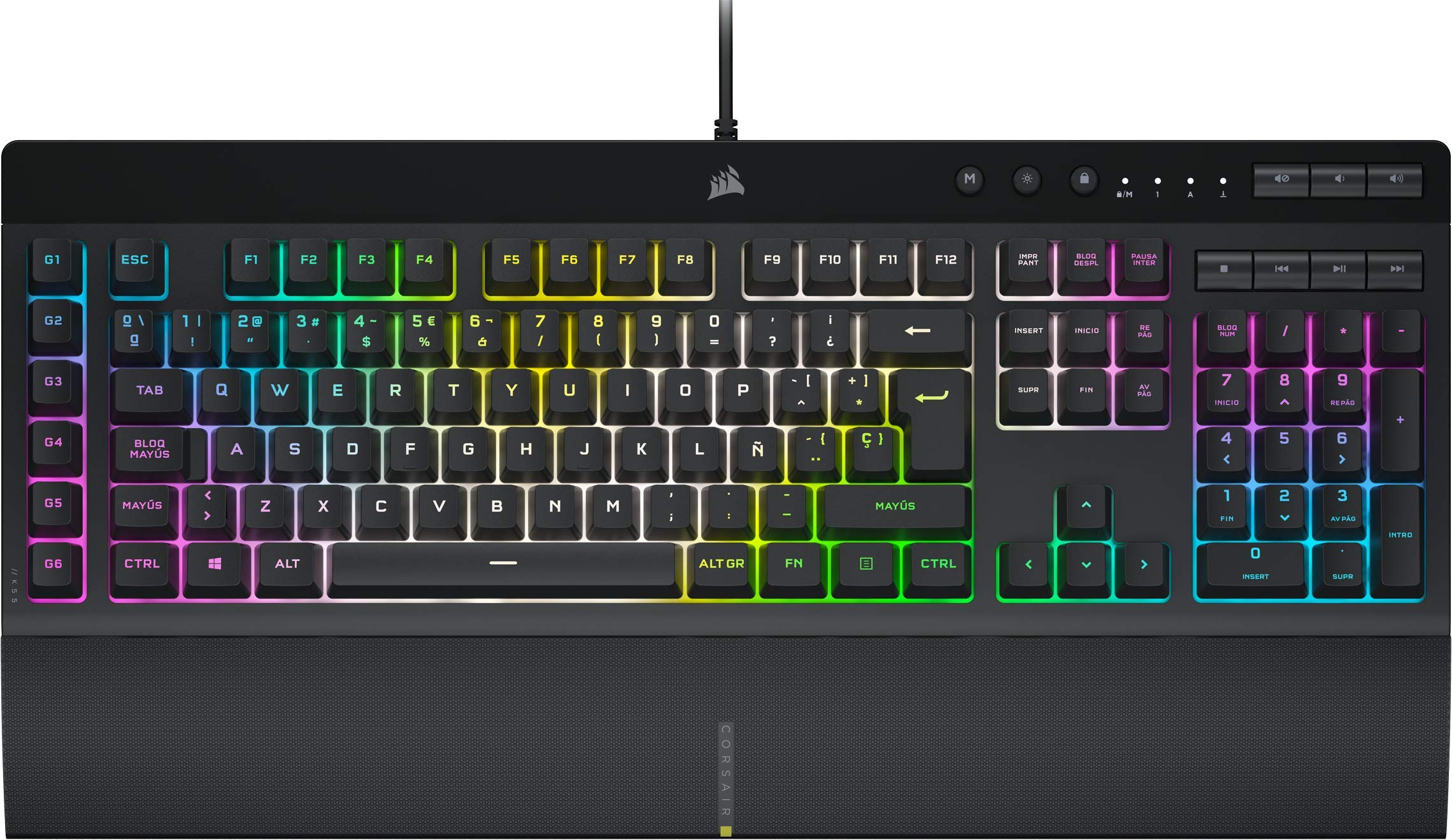 Corsair K55 RGB PRO XT Gaming Keyboard - RGB Backlit, Spill-Resistant, Quiet & Comfortable - Perfect for PC Gaming, Office Work & Typing