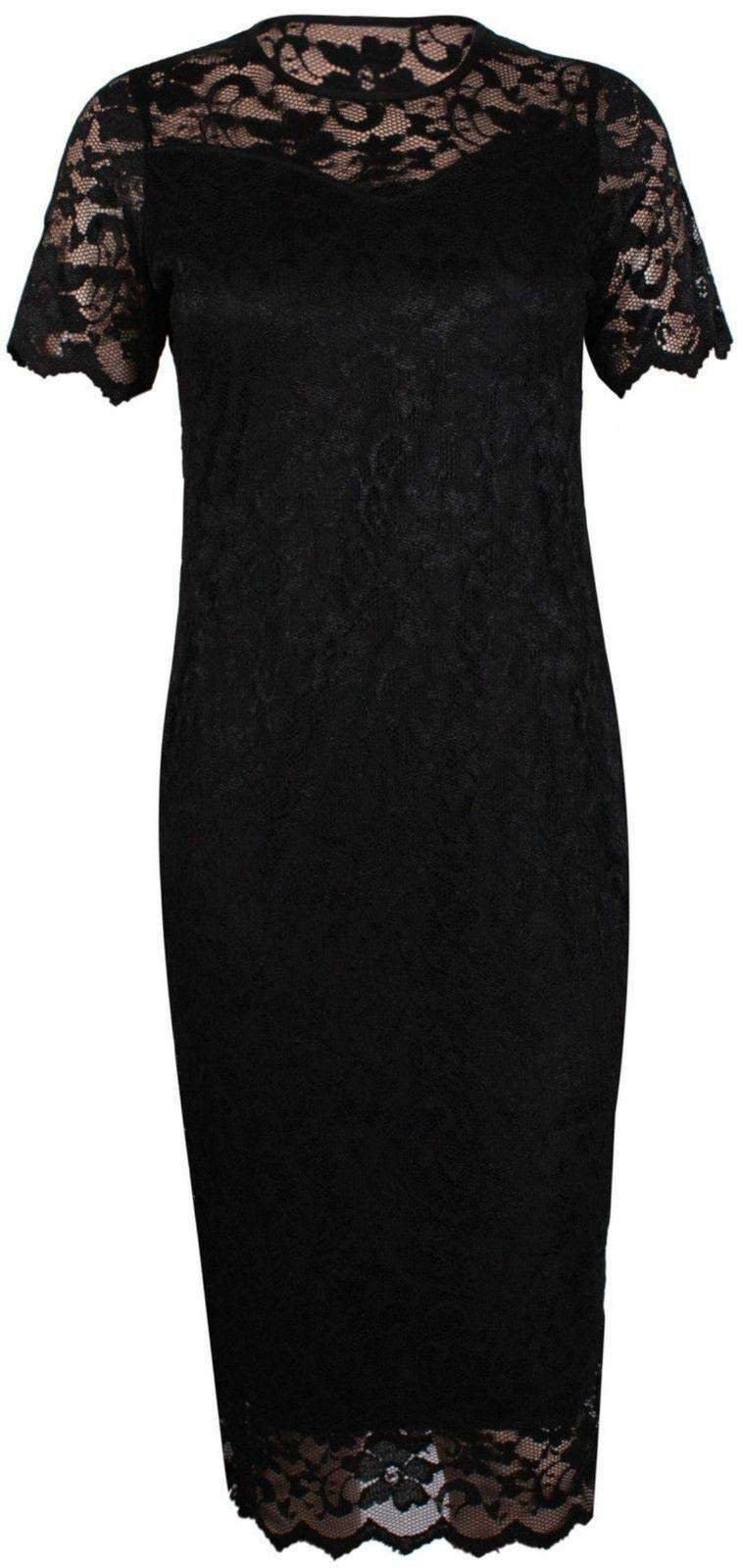 Floral Lace Bodycon Midi Dress for Women - Elegant Scallop Edge Short Sleeve Party Cocktail Dress | Perfect for Date Night, Wedding Guest, and Summer Outfits
