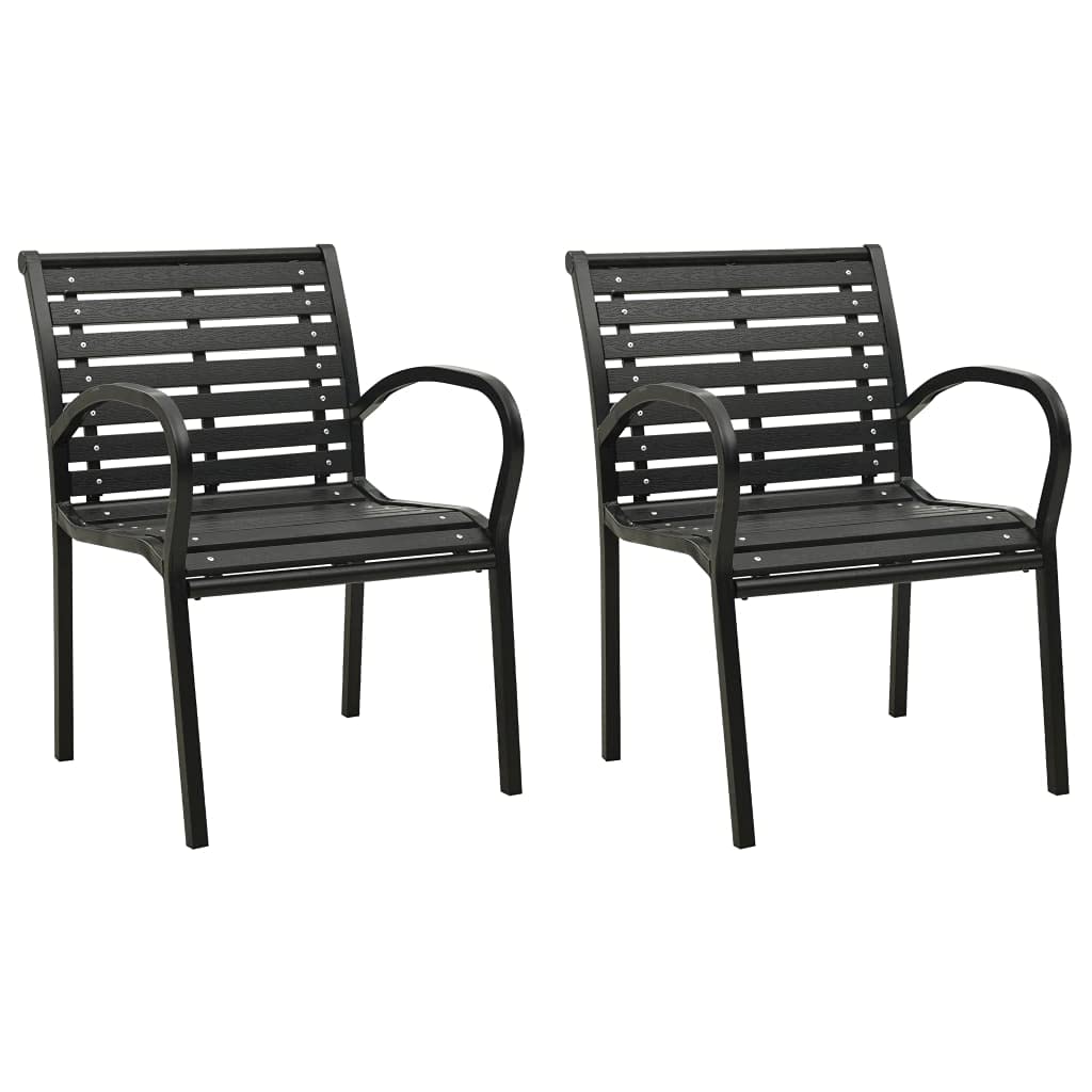 IGOTO 2-Piece Modern Garden Chair Set - Steel & WPC Black Patio Furniture for Outdoor Use - Perfect for Backyard, Lawn, Porch, Poolside & Balcony - Ideal for Relaxing, Entertaining & Outdoor Dining