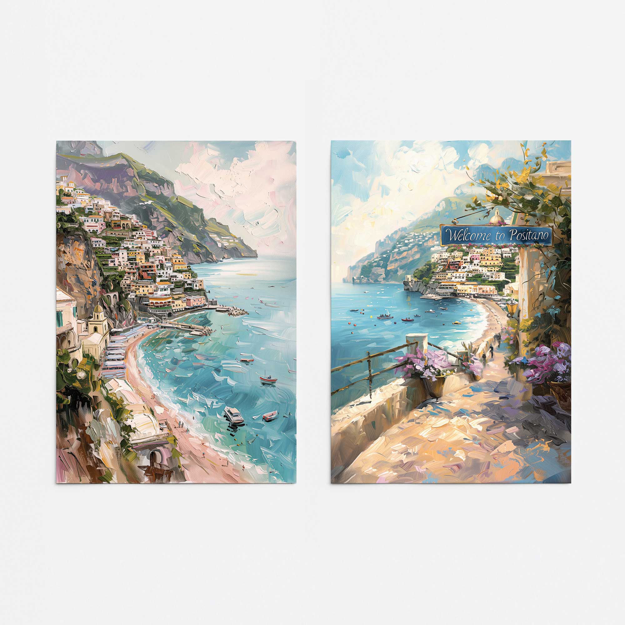 Coastal Charm Paradise Set of 2 Rolled Wall Art Prints - Beach House Decor, Ocean Themed Home Decor for Living Room, Bedroom & Office
