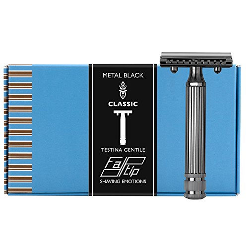 FaTip Cromato Nero Grande PC Double Edge Safety Razor for Men - Premium Stainless Steel Shaving Razor with Chrome Finish - Perfect for Wet Shaving & Travel Grooming