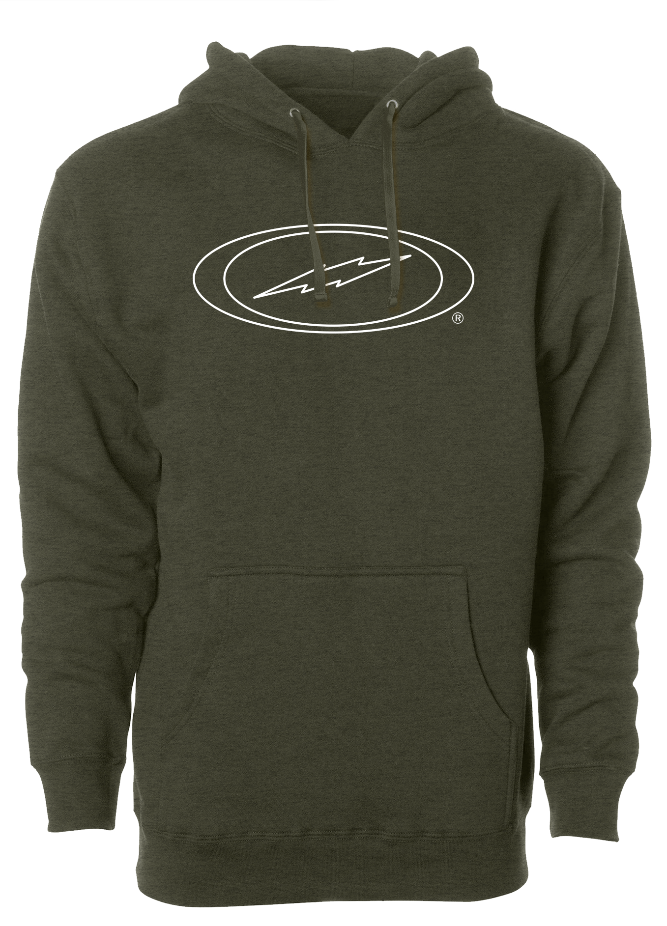 Storm Oval Bolt Logo Hoodie - White Outline Pullover Sweatshirt for Men & Women | Streetwear Fashion, Casual Wear, Gym & Outdoor Activities
