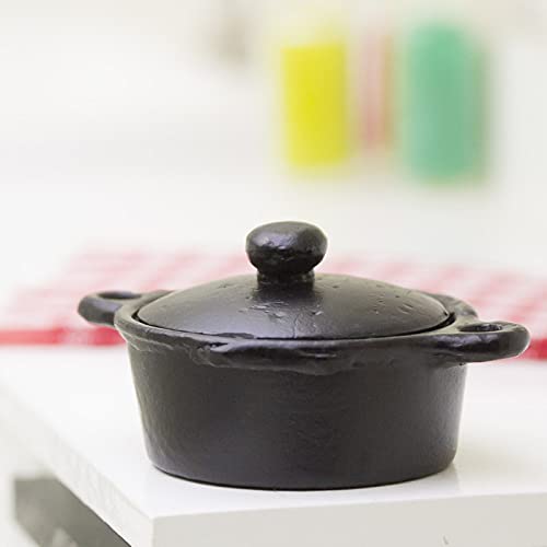 Miniature Black Multipot for Dollhouse - DIY Craft & Decor