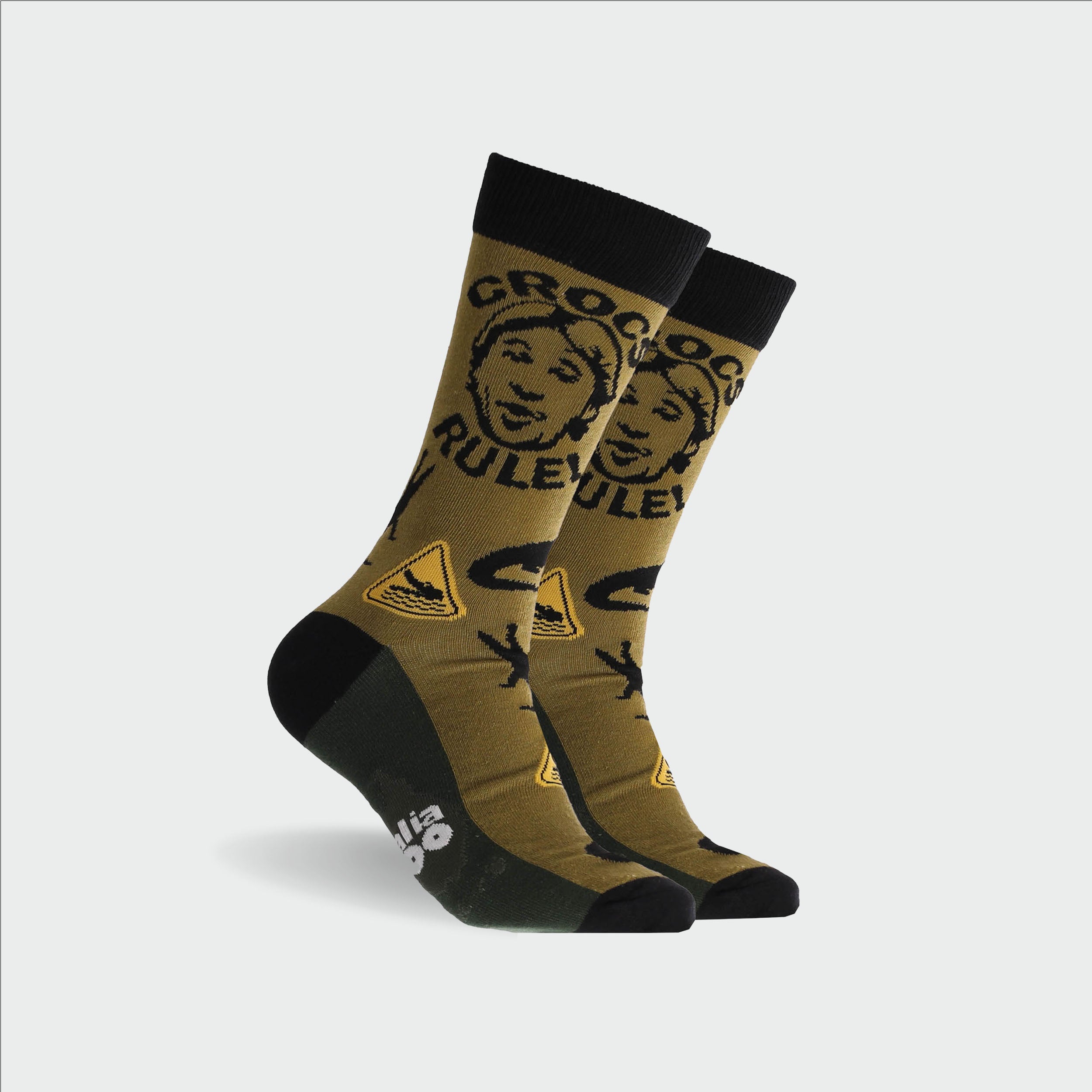 Men's Australia Zoo Crocs Rule Cotton Crew Socks - Comfortable Green Ankle Socks for Casual Wear, Walking & Outdoor Activities