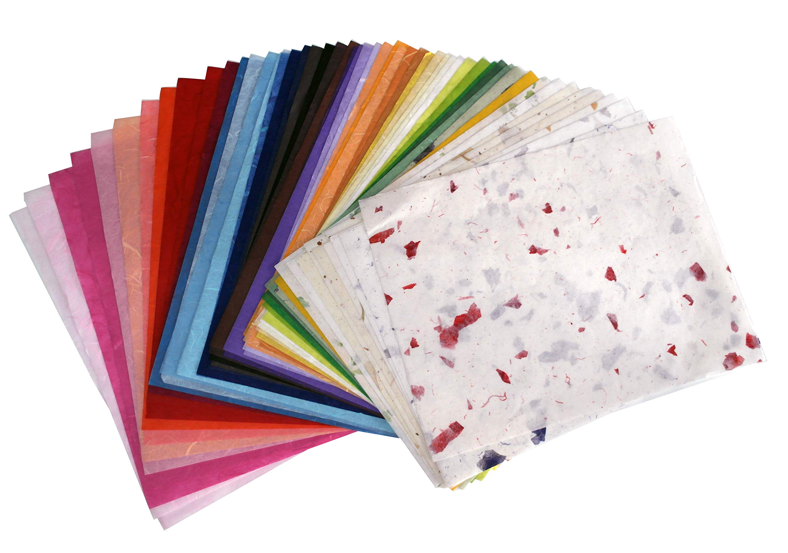 75 Mulberry Paper Sheets - Handmade Japanese Washi Tissue for Origami, Scrapbooking, Card Making & Decorative Arts