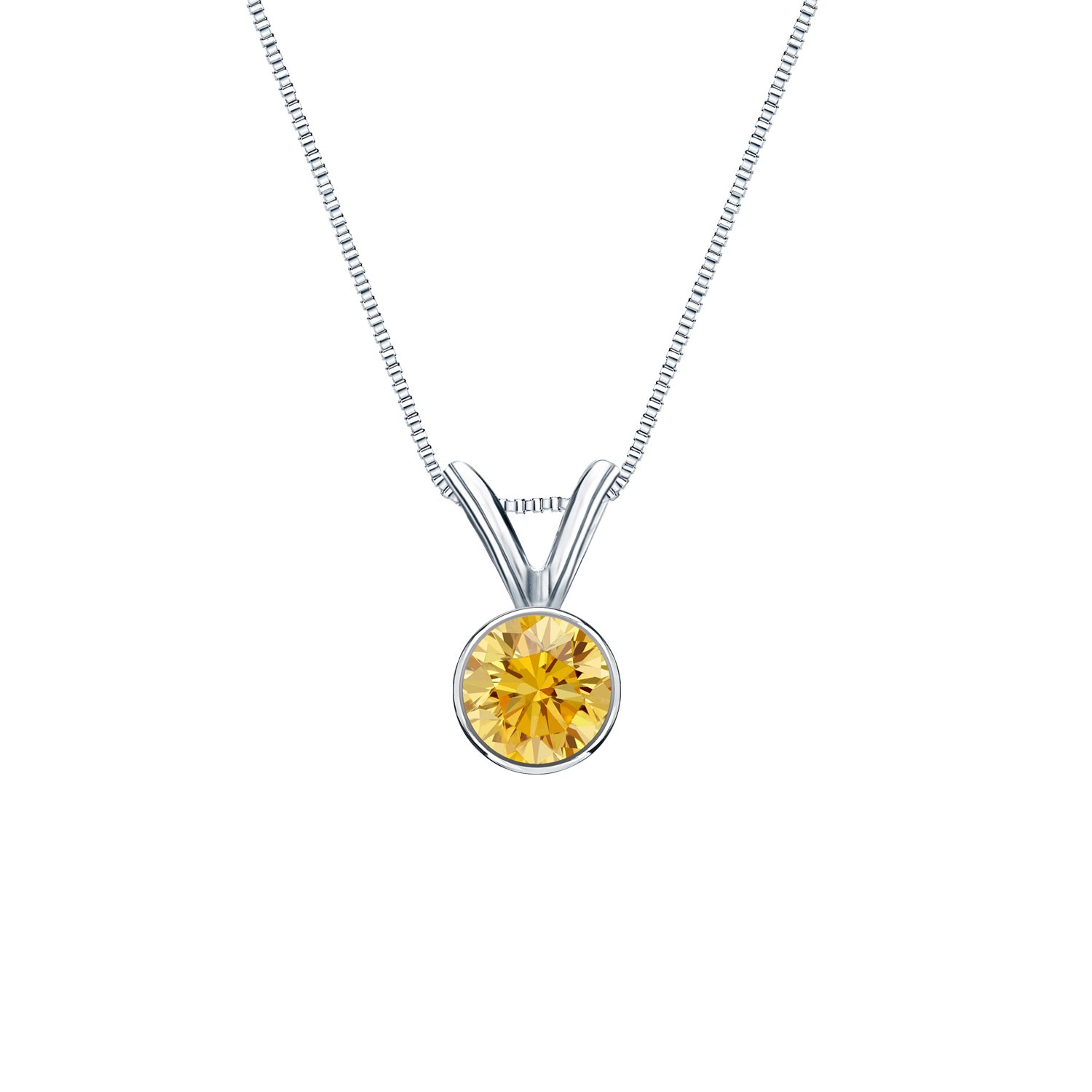 Platinum Round Yellow Diamond Pendant (1/4-1ct) for Elegant Occasions