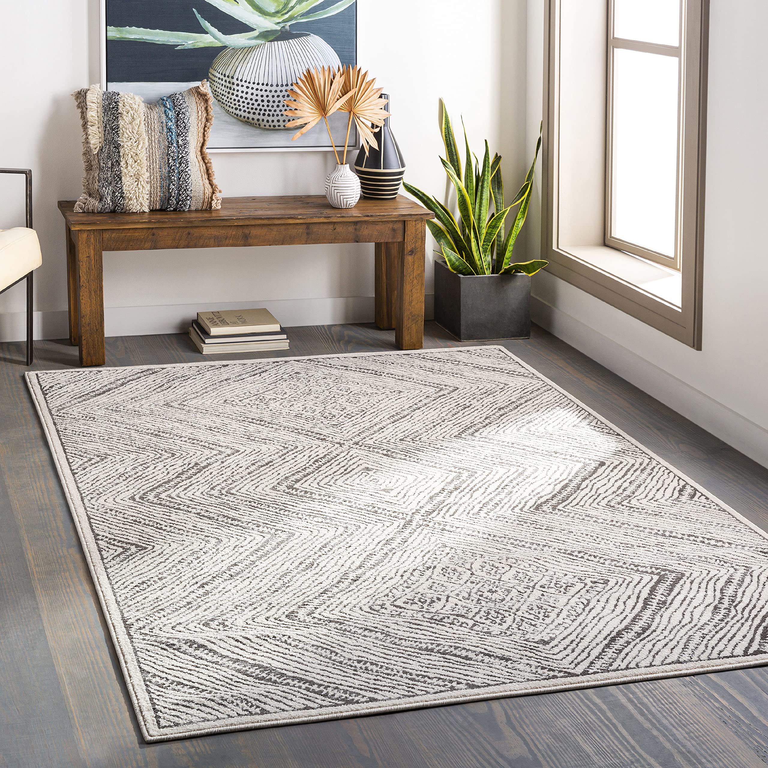 Mark&Day Bohemian Light Gray Area Rug 8x10 - Soft Plush Carpet for Living Room, Bedroom, Kitchen - Perfect for Boho Chic Home Decor & Cozy Floor Covering (7'10