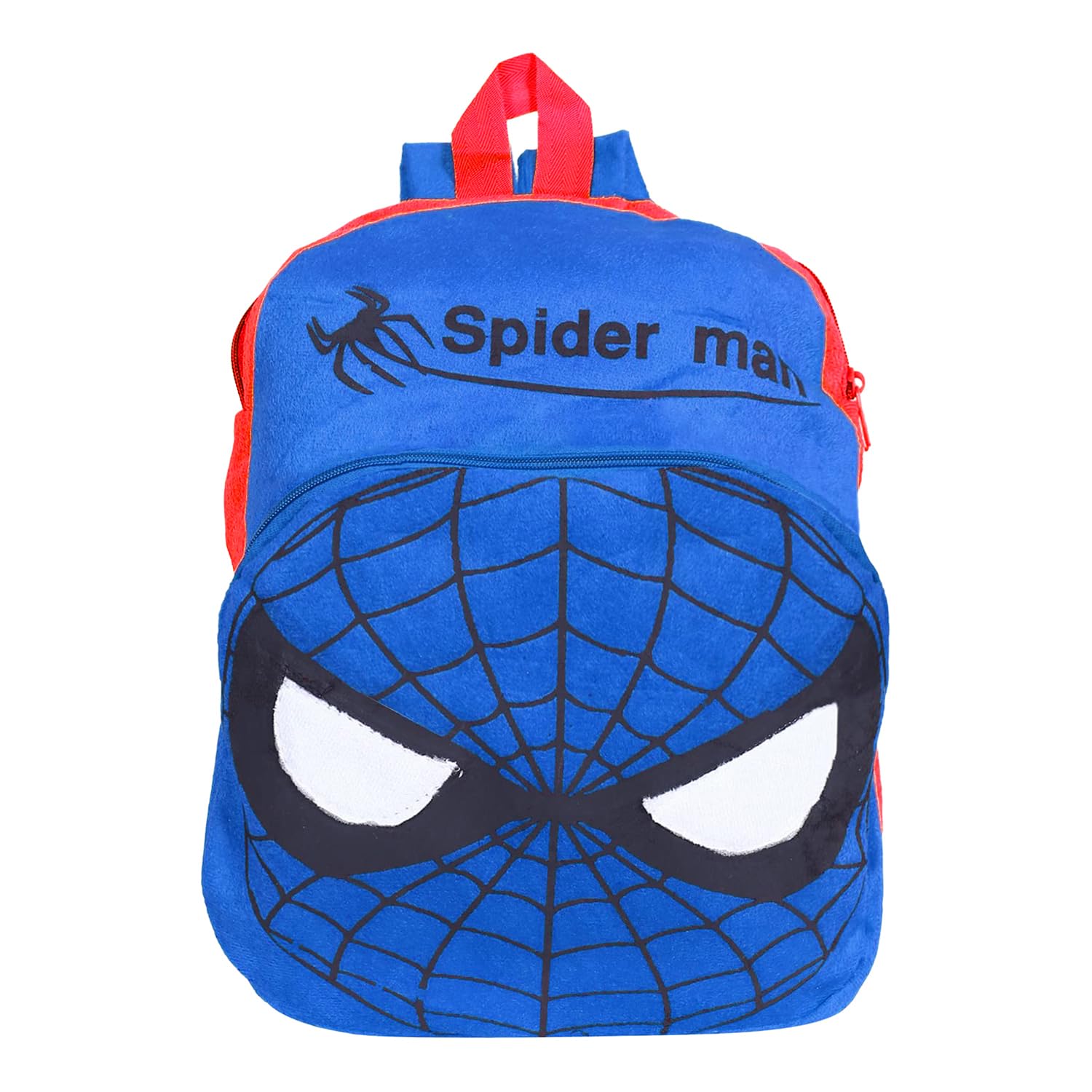 Kuber Industries Marvel Spider-Man Kids School Backpack - Velvet Book Bag for Boys & Girls - Single Compartment Student Backpack (Blue) - Perfect for School, Travel & Daily Use