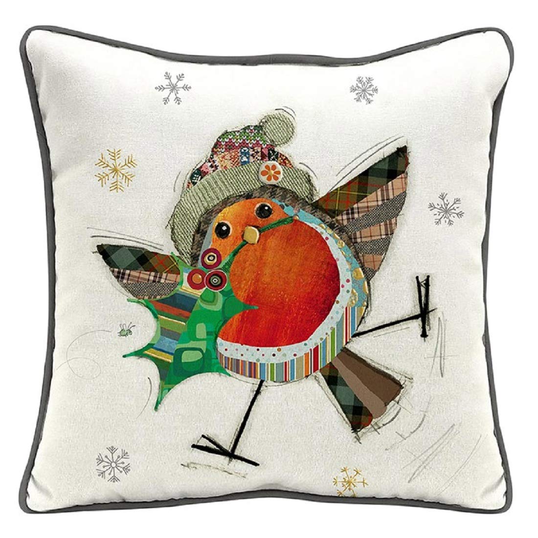Bug Art Christmas Kooks Decorations - Holiday Robin Cushion, Snack Trays & Tree Ornaments | Festive Home Decor for Living Room, Bedroom & Christmas Tree