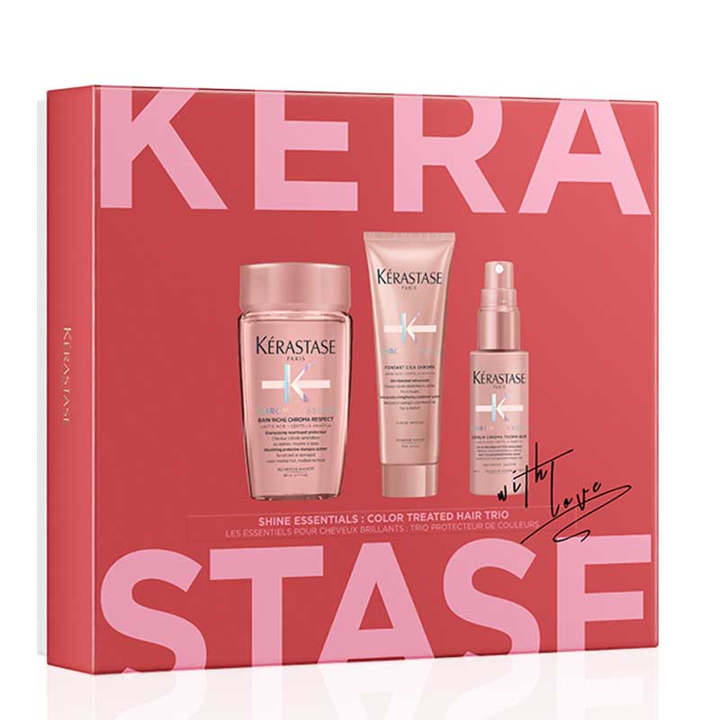 Kérastase Shine Essentials Chroma Absolu Trio Gift Set for Color-Treated Hair - Luxurious Hair Care for Vibrant, Shiny Locks | Perfect for Gifting & Salon-Quality Home Treatment