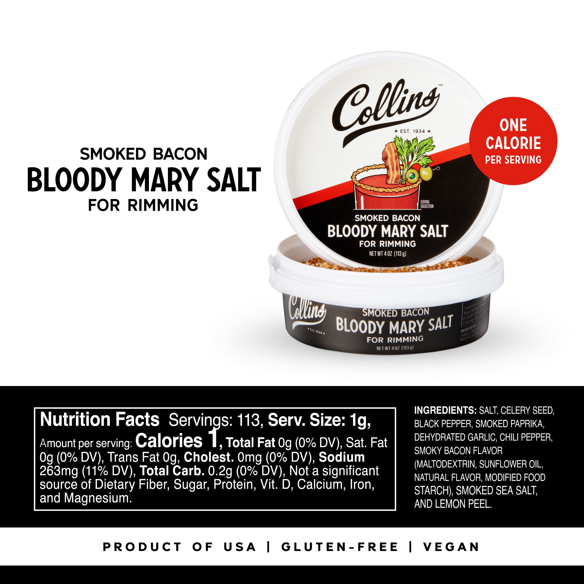 Premium Smoked Bacon Bloody Mary Salt - Gourmet Seasoning for Cocktails, Bloody Mary Mix & Cooking - Perfect for Home Bars, Brunch & BBQ Parties