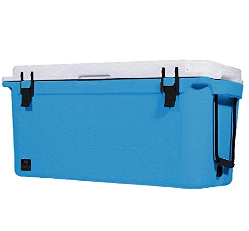 Bison Coolers Blue & White Rotomolded Hard Cooler Box - Insulated Cooler for Beer, Drinks, Food & Lunch | 5-Year Warranty | Made in USA | Perfect for Camping, Beach, Picnics & Outdoor Adventures