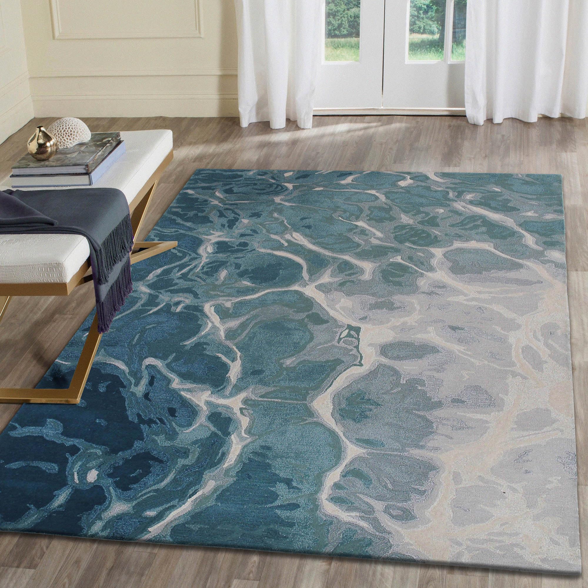 Liora Manne 9146/03 Corsica Water Blue Indoor Wool Rug - 3'6