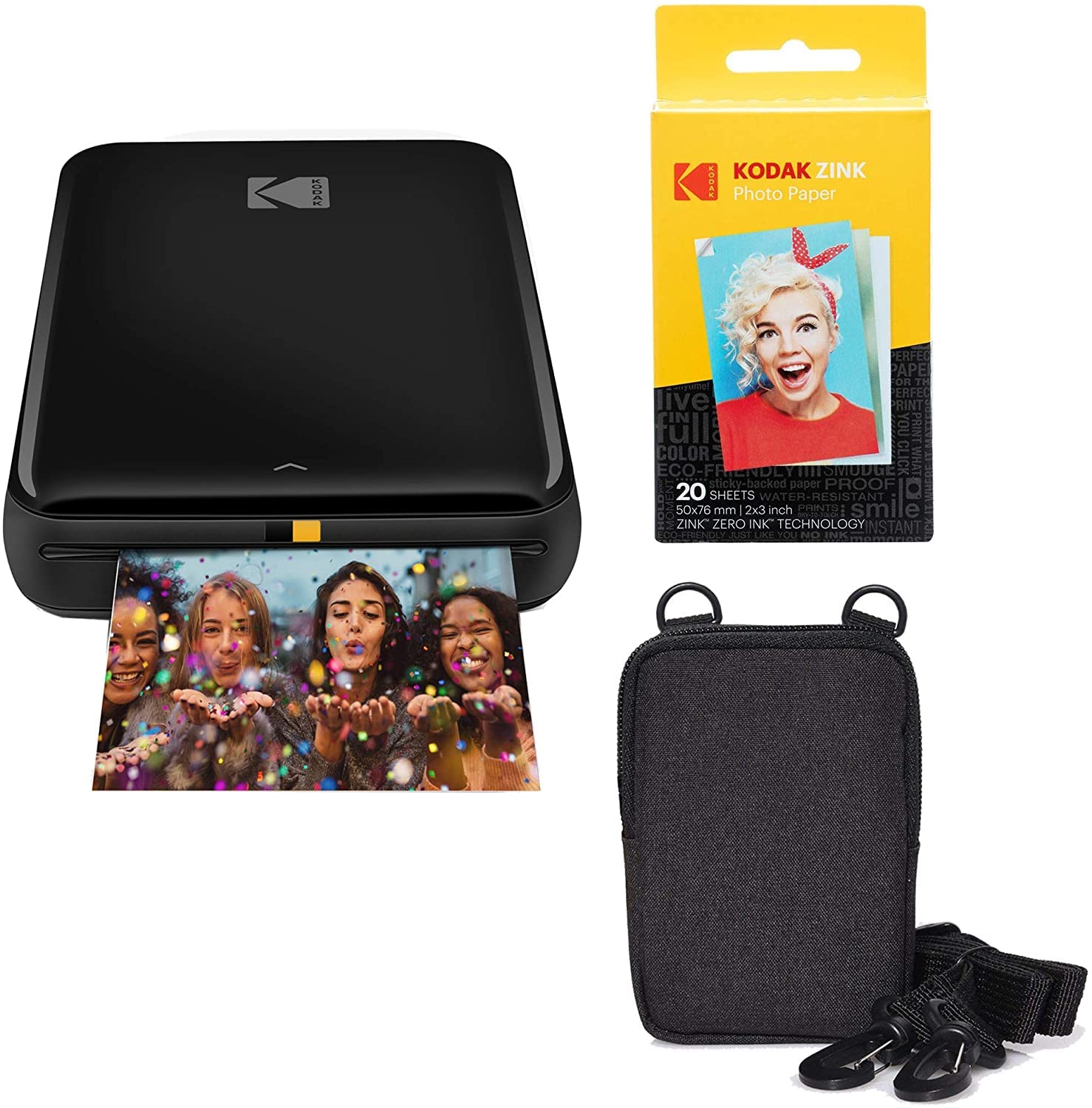KODAK Step Wireless Mobile Photo Mini Color Printer (Black) Go Bundle - Print Instantly from Smartphone, Perfect for Travel, Parties & Scrapbooking